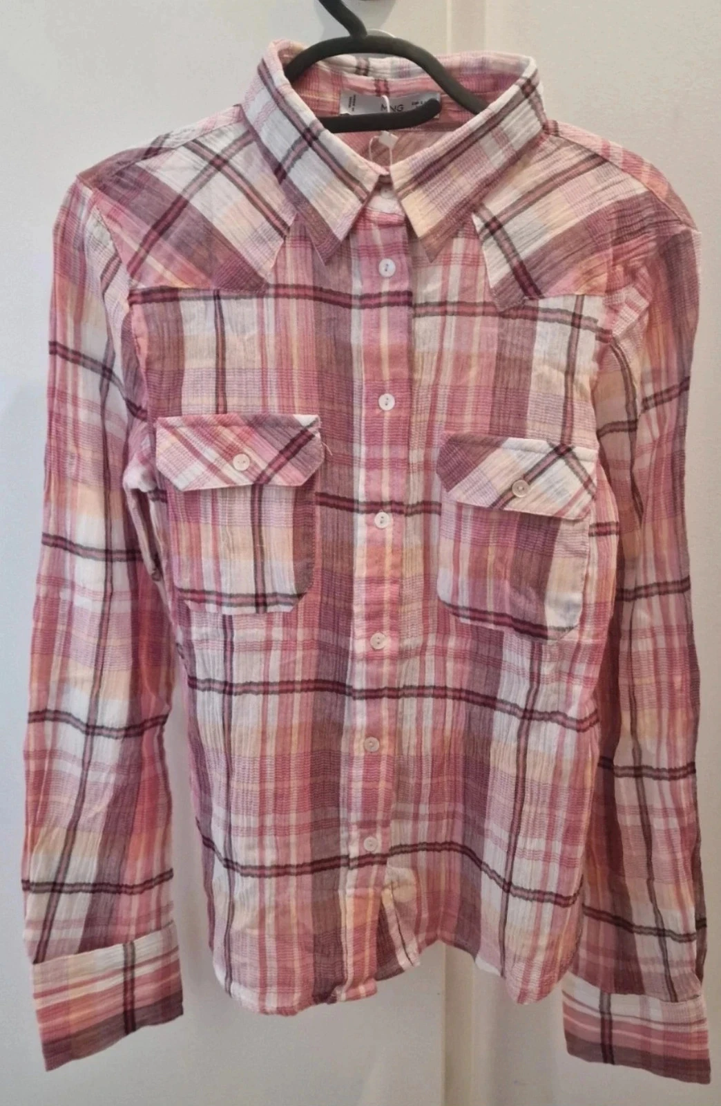 Chemise Mango à carreaux rouge/beige T36 – neuve avec étiquette (modèle rare) – photo 18